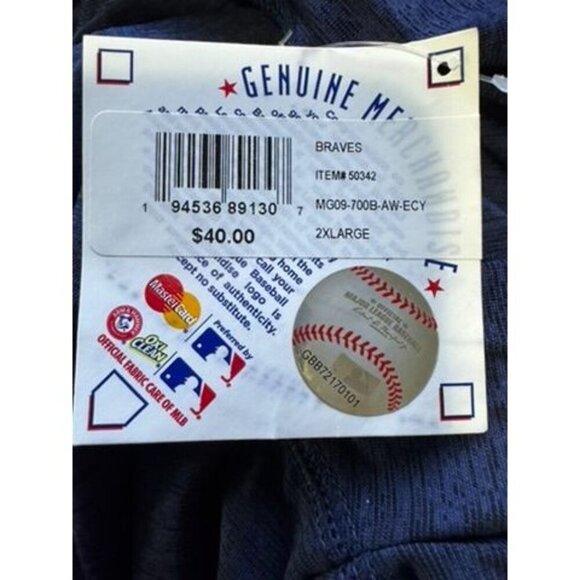 Atlanta Braves Long Sleeve Shirt MLB Baseball Logo Navy Blue Adult 2XL XXL NWT - Picture 5 of 8